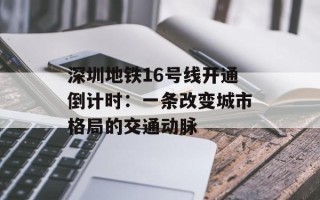 深圳地铁16号线开通倒计时：一条改变城市格局的交通动脉