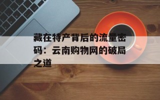 藏在特产背后的流量密码：云南购物网的破局之道