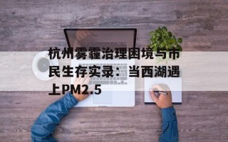 杭州雾霾治理困境与市民生存实录：当西湖遇上PM2.5