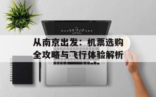 从南京出发：机票选购全攻略与飞行体验解析