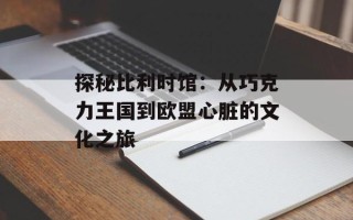 探秘比利时馆：从巧克力王国到欧盟心脏的文化之旅