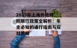 2025年上海外地牌照限行政策全解析：车主必知的通行指南与应对策略