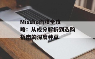 Missha面膜全攻略：从成分解析到选购指南的深度种草