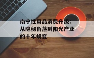 南宁性用品消费升级：从隐秘角落到阳光产业的十年蜕变