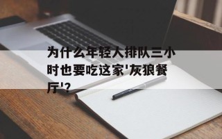 为什么年轻人排队三小时也要吃这家'灰狼餐厅'？