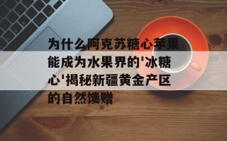 为什么阿克苏糖心苹果能成为水果界的'冰糖心'揭秘新疆黄金产区的自然馈赠