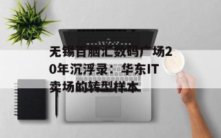 无锡百脑汇数码广场20年沉浮录：华东IT卖场的转型样本