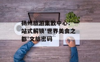 扬州旅游集散中心：一站式解锁'世界美食之都'文旅密码