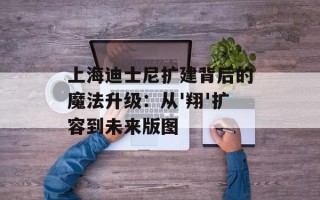 上海迪士尼扩建背后的魔法升级：从'翔'扩容到未来版图
