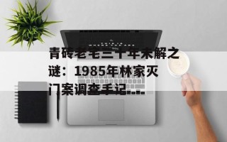 青砖老宅三十年未解之谜：1985年林家灭门案调查手记